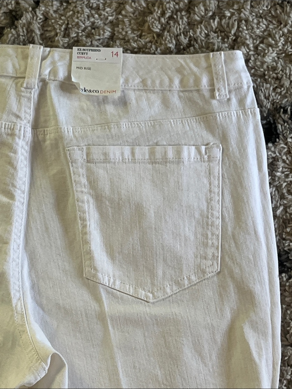 Style & Co. Denim White Rhinestone Embellished Bermuda Shorts NWT Size 14 - Picture 6 of 7